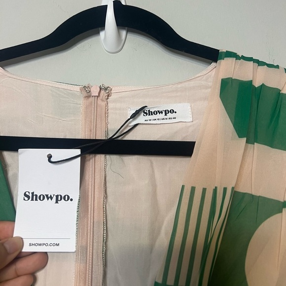 Showpo Lindsey Midi Dress- Side Cut Plunge Neck and Puff Sleeve Size US 8 - Picture 7 of 7